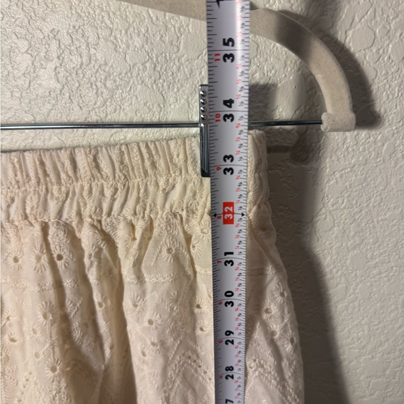 ADORA Ivory Tiered Elastic Waist Eyelet Midi Skirt Boho Western Festivals Size L - Picture 6 of 10